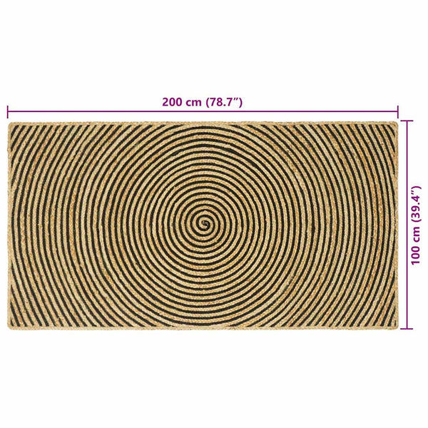 Jute Teppich Natur/Schwarz 100x200 cm