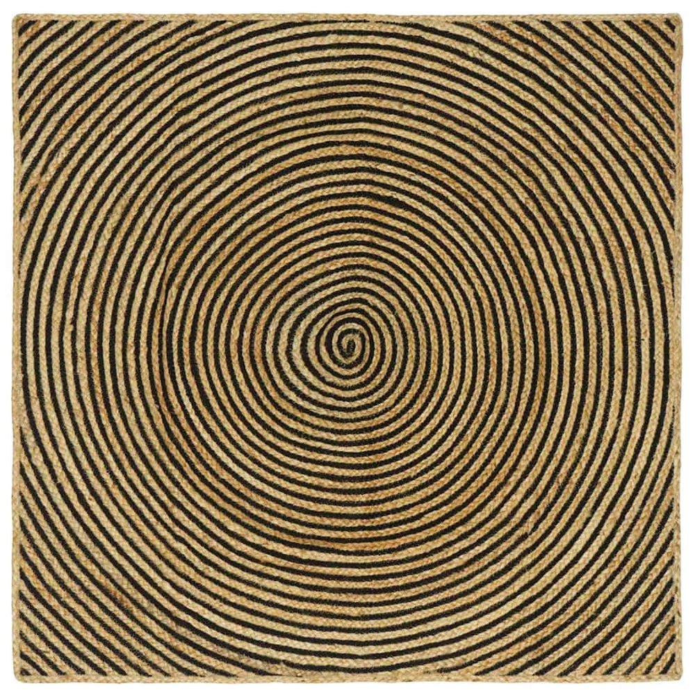Jute Teppich Natur Schwarz 120x120cm
