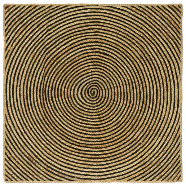 Jute Teppich Natur Schwarz 120x120cm