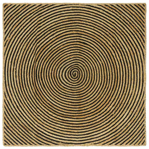 Jute Teppich Natur Schwarz 160x160 cm
