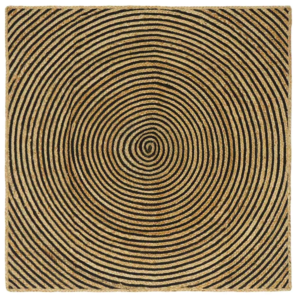 Jute Teppich Natur Schwarz 160x160 cm