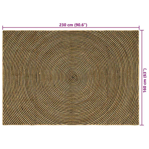 Jute Teppich Natur/Schwarz 160x230 cm