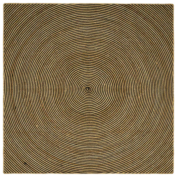 Jute Teppich Natur Schwarz 200x200 cm