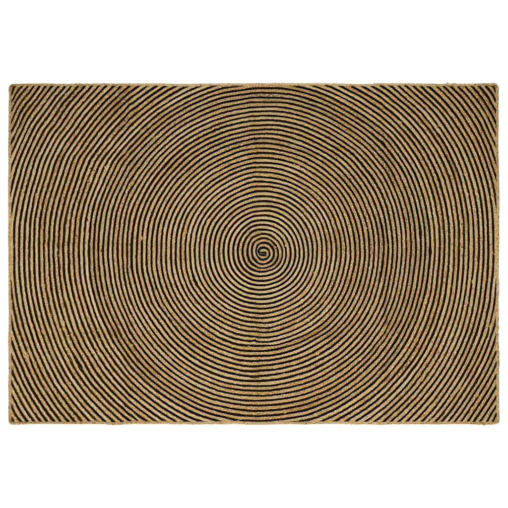 Jute Teppich Natur Schwarz 240x340 cm