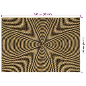 Jute Teppich Natur Schwarz 240x340 cm