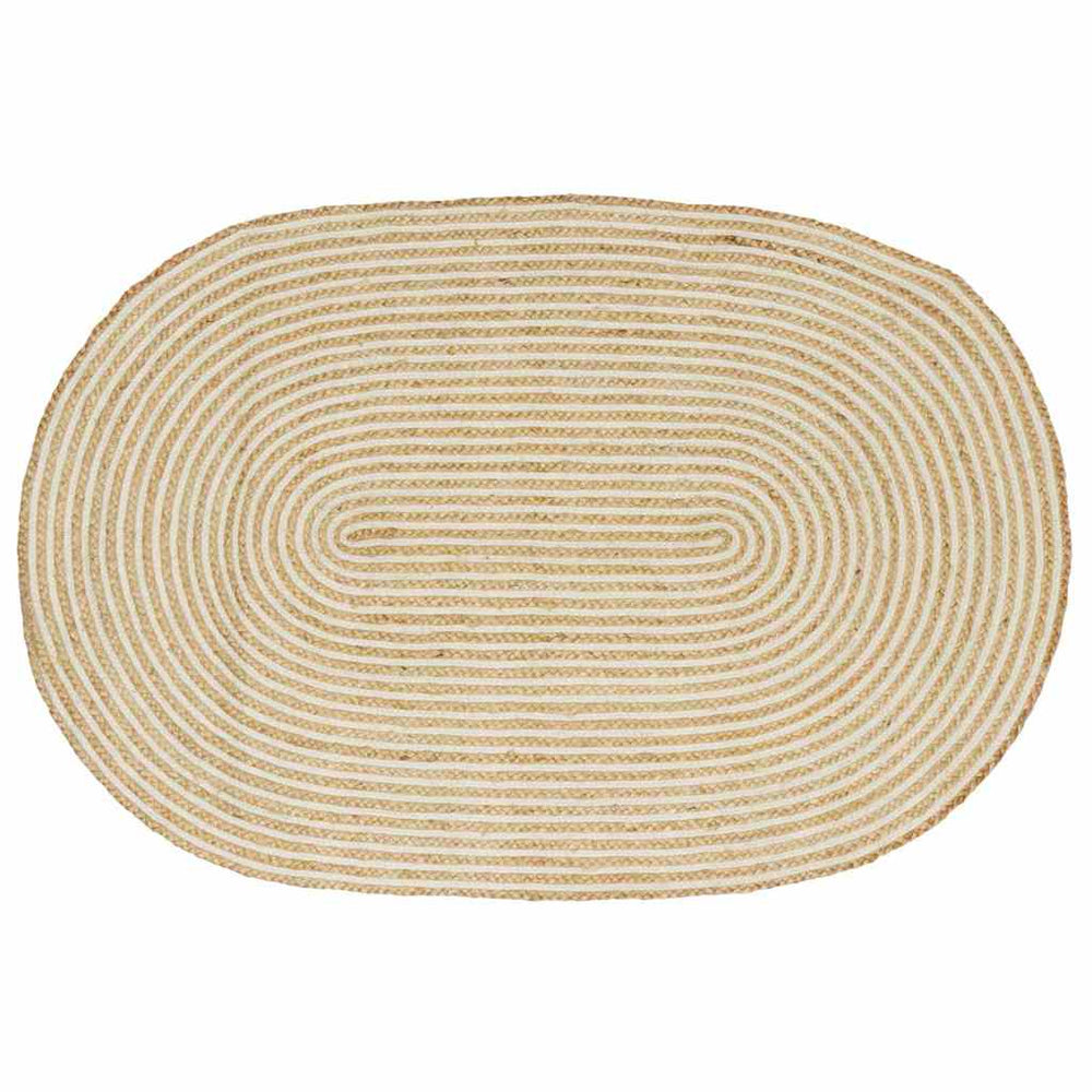 Jute Teppich Natur Weiß 100x152 cm