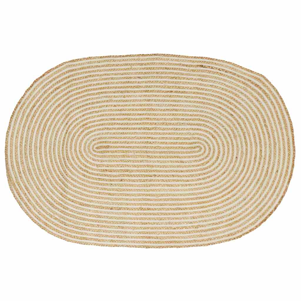 Jute Teppich Natur Weiß 100x152 cm