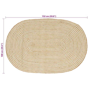 Jute Teppich Natur Weiß 100x152 cm