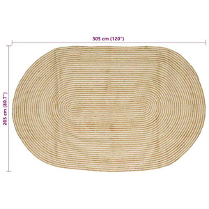 Jute Teppich Natur Weiß 205x305 cm