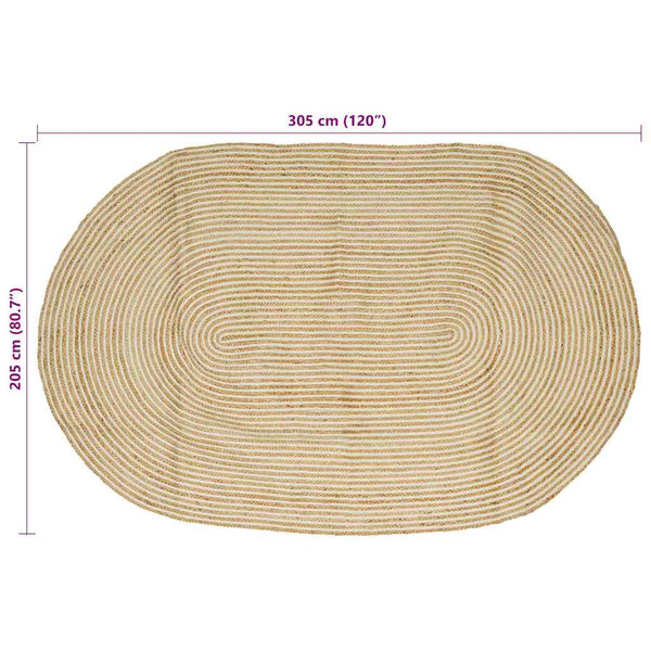 Jute Teppich Natur Weiß 205x305 cm