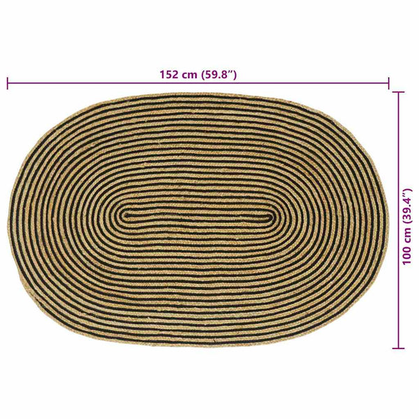Jute Teppich Natur/Schwarz 100x152 cm