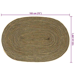 Jute Teppich Natur/Schwarz 122x183cm