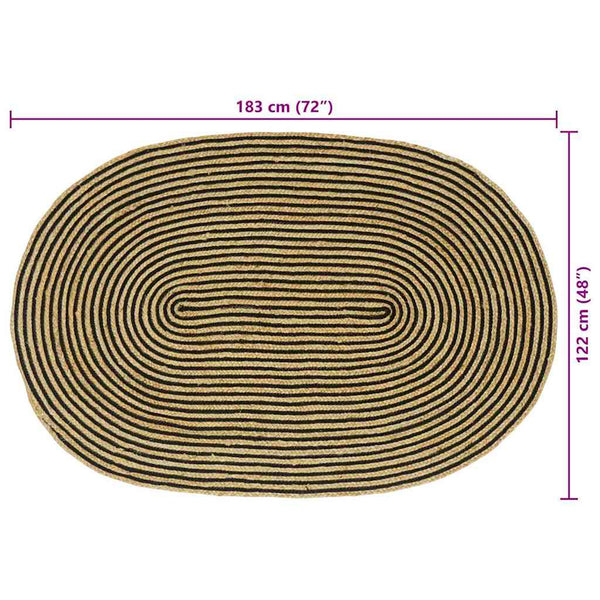 Jute Teppich Natur/Schwarz 122x183cm