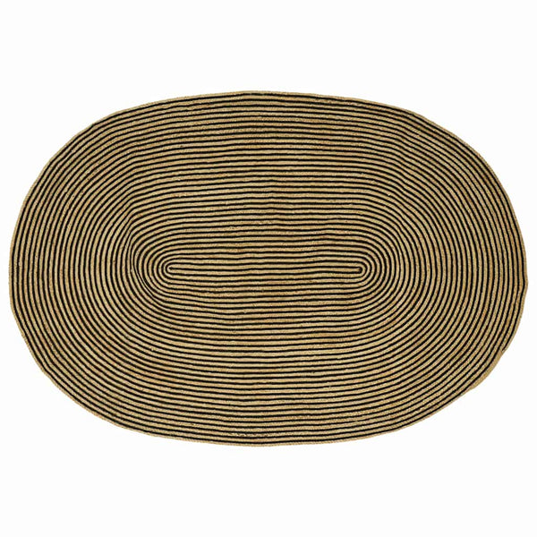 Jute Teppich Natur Schwarz 152x245 cm