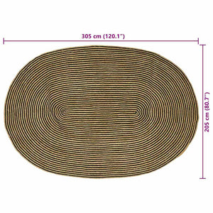 Jute Teppich Natur/Schwarz 205x305 cm