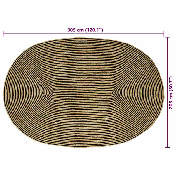 Jute Teppich Natur/Schwarz 205x305 cm