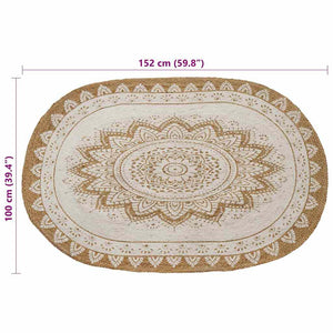 Jute Teppich Floral Natur 100x152 cm