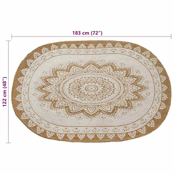 Jute Teppich Floral Natur 122x183cm