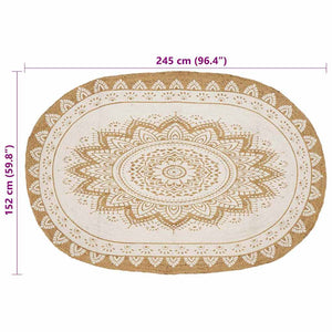 Jute Teppich Floral Natur 152x245cm
