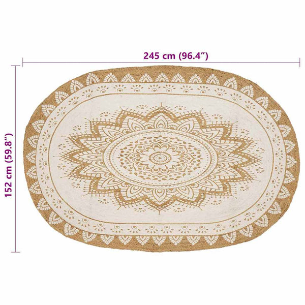 Jute Teppich Floral Natur 152x245cm
