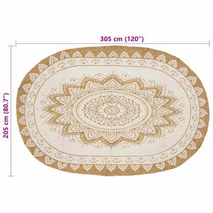 Jute Teppich Floral Natur 205x305 cm