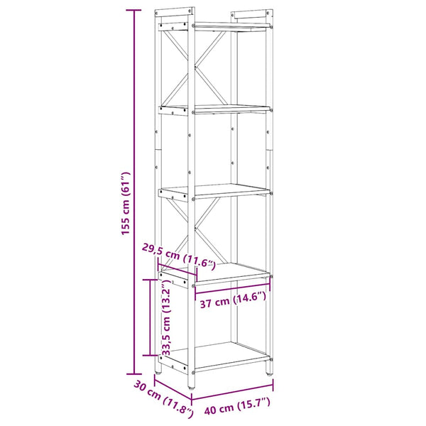 Bücherregal Geräucherte Eiche 155cm