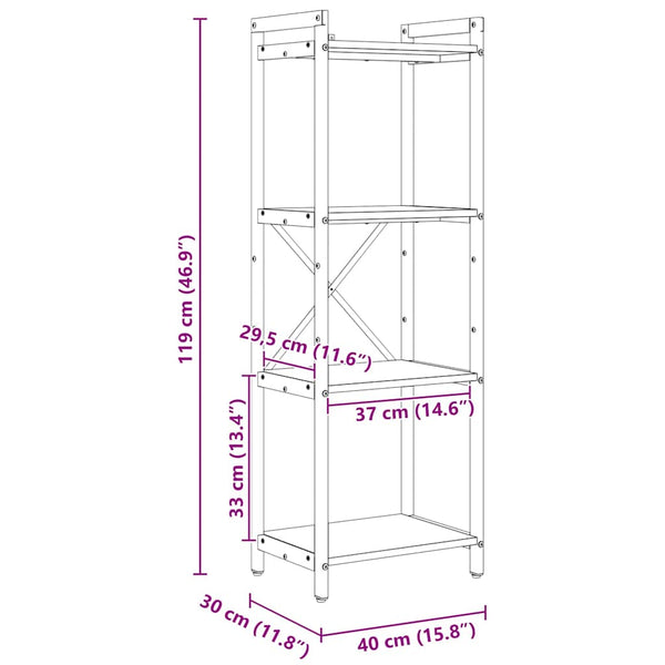 Bücherregal Artisan Eiche 40x30x119cm
