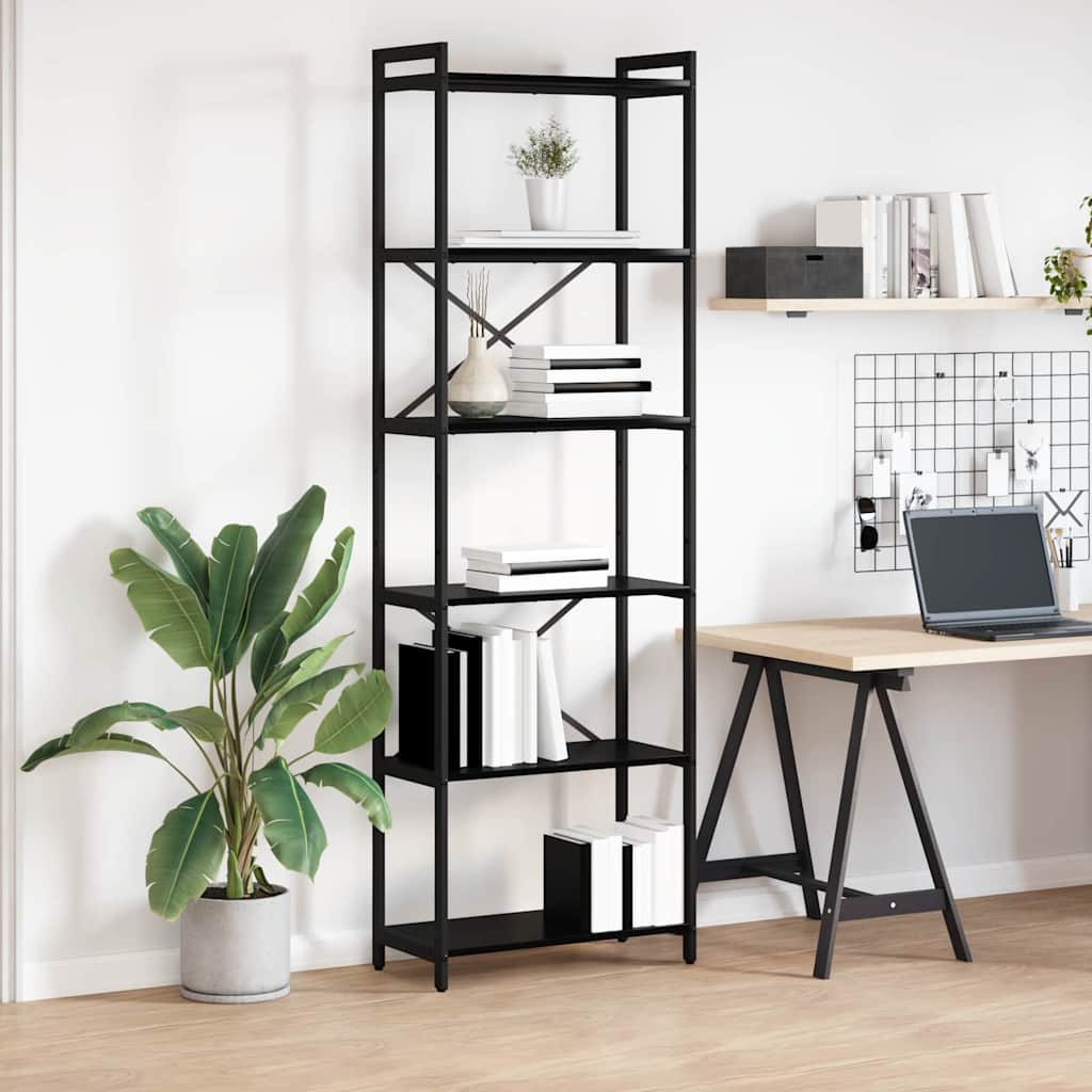 Bücherregal Schwarz Eichenoptik, 189,5 cm hoch