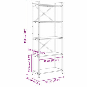 Bücherregal Grau Sonoma 60 cm