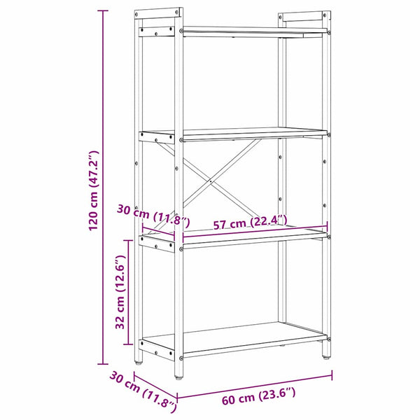 Bücherregal Schwarz Eichenoptik 120cm