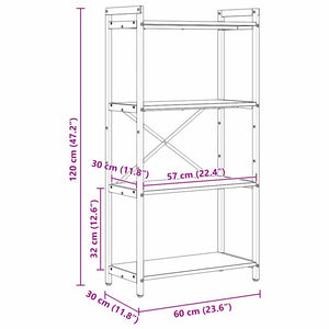 Bücherregal Altholz 60x30x120cm