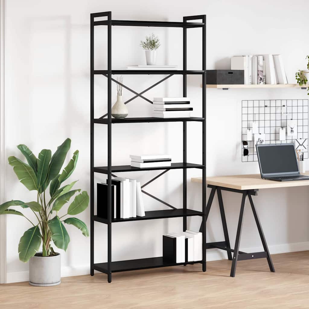 Schwarzes Bücherregal Eichenoptik, 189,5 cm hoch