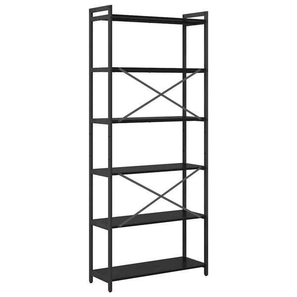 Schwarzes Bücherregal Eichenoptik, 189,5 cm hoch