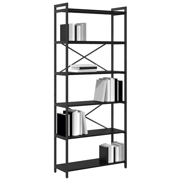 Schwarzes Bücherregal Eichenoptik, 189,5 cm hoch