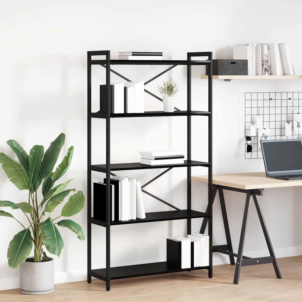 Bücherregal Schwarz Eiche 80x30x155cm