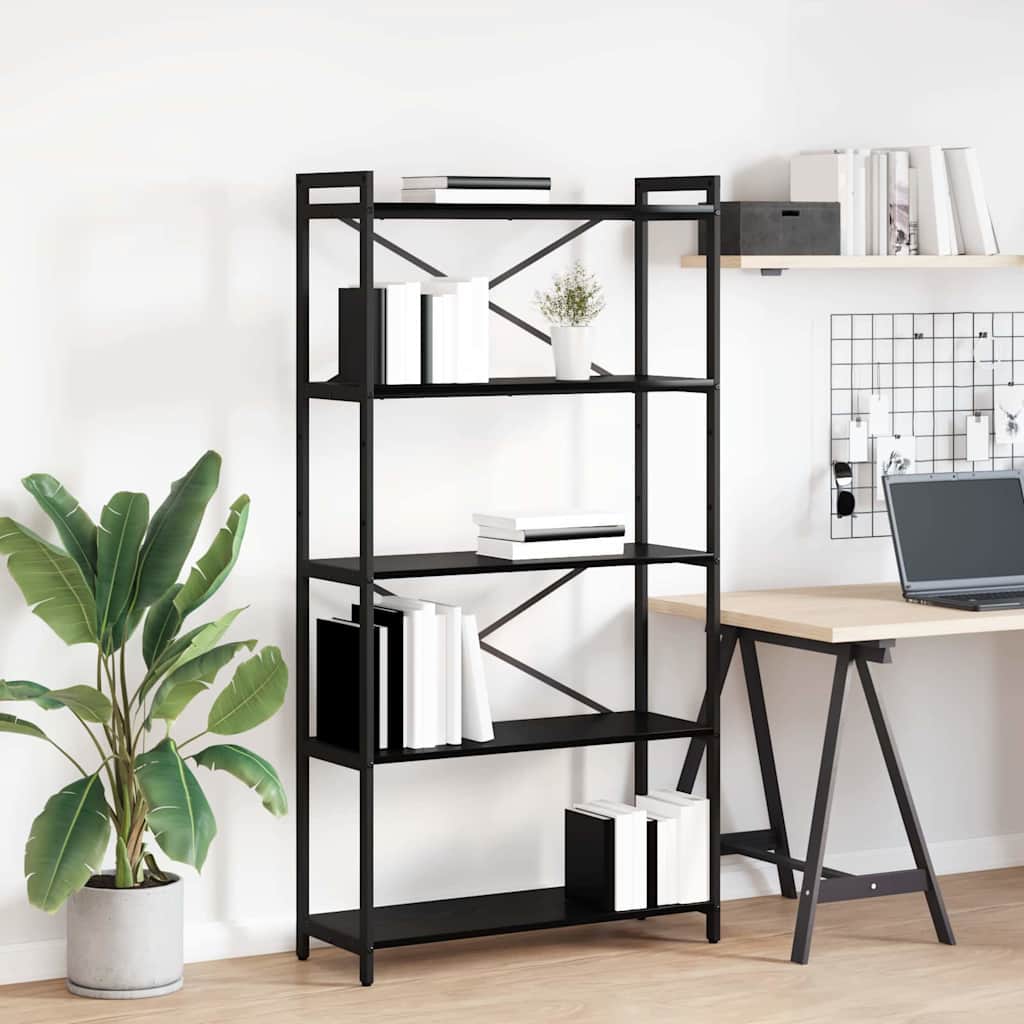 Bücherregal Schwarz Eiche 80x30x155cm