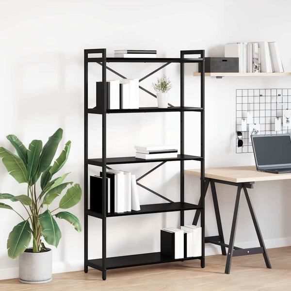Bücherregal Schwarz Eiche 80x30x155cm