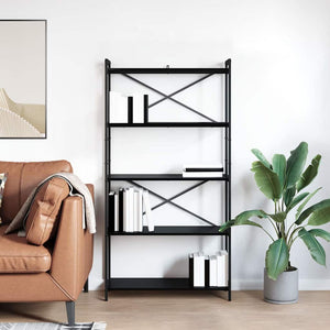 Bücherregal Schwarz Eiche 80x30x155cm