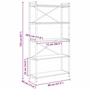 Bücherregal Altholz 80x30x155cm