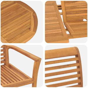 Garten Essgruppe 5 pcs Braun Massivholz Teak