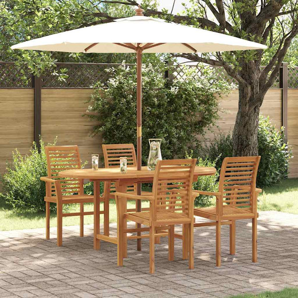 Garten Essgruppe 5 pcs Braun Massivholz Teak