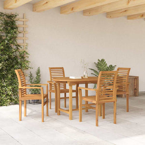 Garten Essgruppe 5 pcs Braun Massivholz Teak