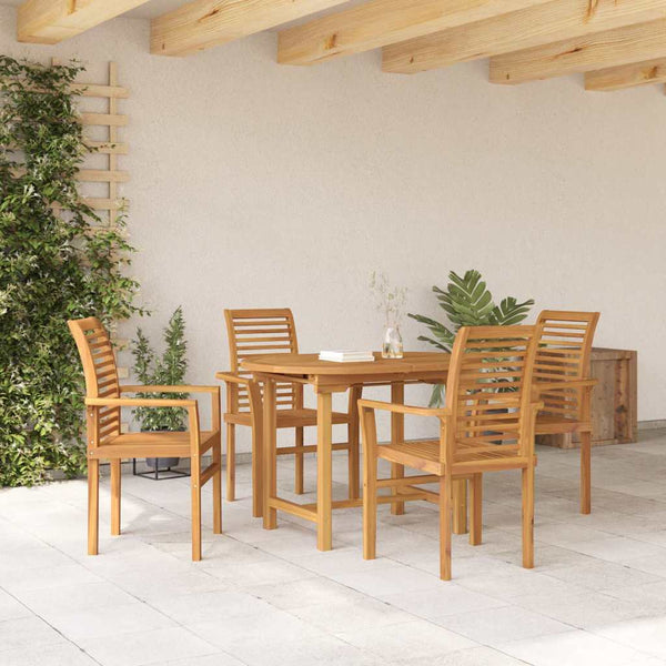 Garten Essgruppe 5 pcs Braun Massivholz Teak