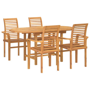 Garten Essgruppe 5 pcs Braun Massivholz Teak