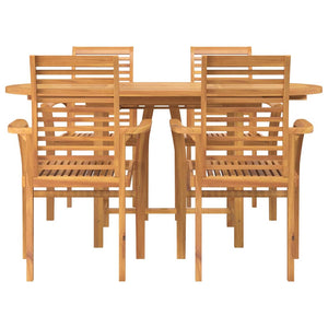 Garten Essgruppe 5 pcs Braun Massivholz Teak