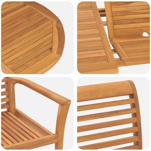 Garten Essgruppe 7 pcs Braun Massivholz Teak