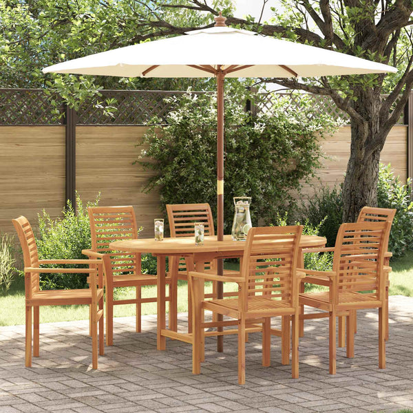 Garten Essgruppe 7 pcs Braun Massivholz Teak