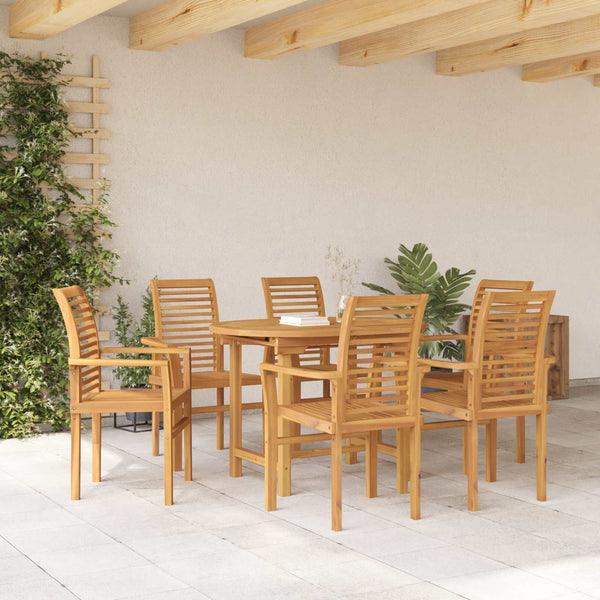 Garten Essgruppe 7 pcs Braun Massivholz Teak