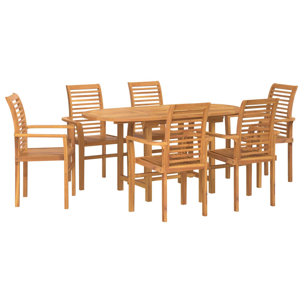 Garten Essgruppe 7 pcs Braun Massivholz Teak