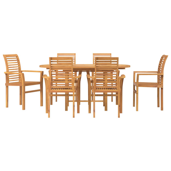 Garten Essgruppe 7 pcs Braun Massivholz Teak